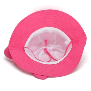 Rose pink children's sun hat with breathable mesh lining and adjustable chin strap