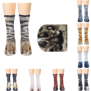 3D Print Animal Paw Socks Realistic Novelty Funny Polyester Cotton Blend Crew Socks For Unisex Adult Kids