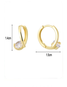 Detail view of 14K gold plated S925 silver earrings showing 1.4cm by 1.5cm dimensions