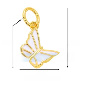 Detailed view of butterfly zircon pendant with dimensions for jewelry making