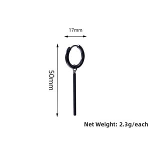 Detailed size specifications for minimalist black cross earrings with 50mm drop length