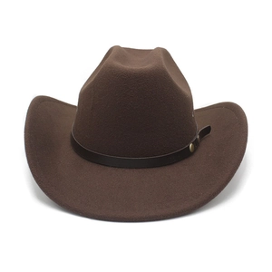 Chapeau de cowboy western marron foncé classique avec bande en cuir et détails