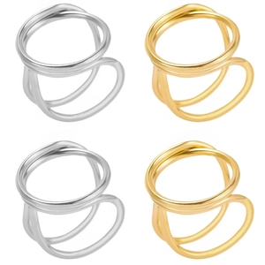 Set di anelli geometrici in acciaio inossidabile 304 con finiture oro e argento