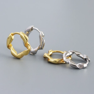 925 Sterling Silver Twisted Hoop Earrings Irregular Wavy Geometric Ins Style Minimalist Huggie Earrings For Women