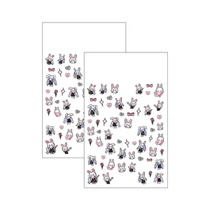 Embossed cartoon rabbit nail stickers set in blue and pink tones, model TS-2871