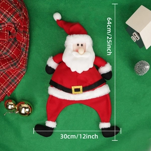 Classic red plush Santa Claus hat decoration measuring 25 inches long for holiday parties