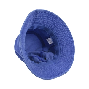 Vintage navy blue washed cotton bucket hat with interior stitching and fabric label