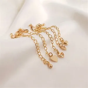 Gold Plated Brass Extension Chain With Lobster Clasp Heart Water Drop Charms For DIY Jewelry Making Necklaces Bracelets