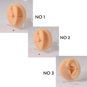 Three-step guide for 316L stainless steel body piercing needle and crystal stud insertion