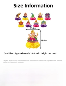 Größenangabe für Diwali-Waben-Tischdeko mit 18,6 cm Höhe und 15,8 cm Breite im Detail