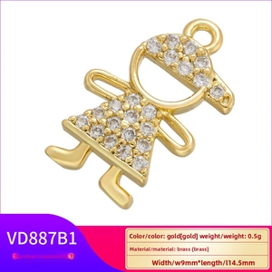 Detailed view of a gold-plated little girl pendant with sparkling zircon inlay