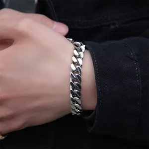 Men Cuban Link Bracelet 316L Stainless Steel Polished Hip Hop Streetwear Style Minimalist Jewelry Accessory