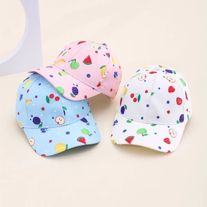 Kids Baseball Cap Cotton Blend Fruit Cartoon Printed Sun Protection Breathable Outdoor Hat For Toddler Boys Girls