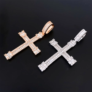 Hip hop cross pendants with 5A zircons in silver and rose gold finishes