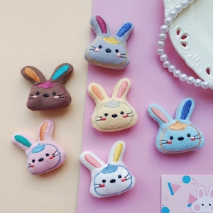 Cute cartoon rabbit plush accessories in multiple colors for DIY hair clips and pins