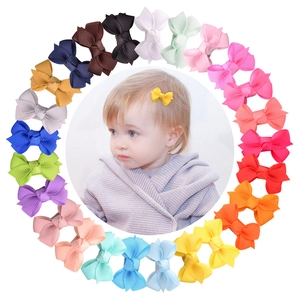 Handmade Grosgrain Ribbon Bow Hair Clips Solid Color Alligator Clips For Toddler Girls Infants Kids