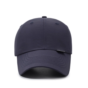 Navy blue breathable baseball cap with curved brim for outdoor sports and sun protection