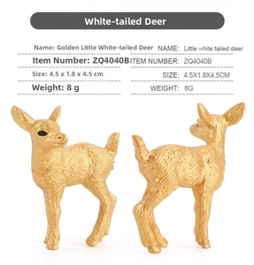 Detailed specs of little white tailed deer figurine in golden finish with size details