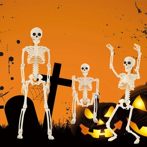 Three-piece 40cm Halloween skeleton set with adjustable joints for spooky decor
