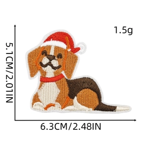 Christmas beagle dog embroidery patch with Santa hat for clothing decoration accessories