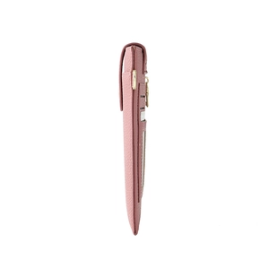Seitenansicht der rosa PU-Handytasche mit Reißverschluss und Kartenfächern