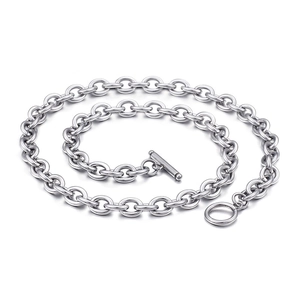 Minimalist Stainless Steel Link Chain Necklace With Toggle Clasp Fashion Polished Jewelry For Men And Women