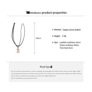 Detailed view of double-layer cherry necklace with heart zircon and black leather cord