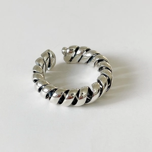 925 Sterling Silver Ring For Women Vintage Oxidized Twisted Rope Design Minimalist Adjustable Open Band Spiral Texture