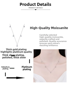 Detailed view of S925 silver moissanite necklace with multi-layer thick gold plating finish
