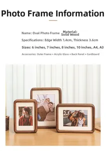 Detail view of American solid wood photo frame showing 1.4cm width and 3.6cm thickness