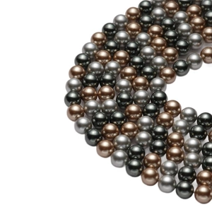 Multi-colored 8-12mm glass faux pearl beads in silver, dark grey and brown