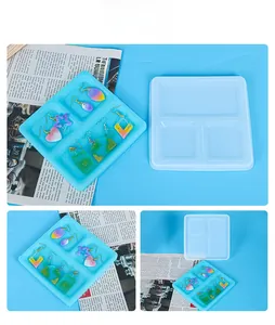 Macro detail of three-slot silicone mold with glitter resin jewelry accessories