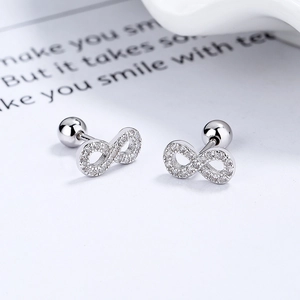 Eleganti orecchini a infinito in argento sterling 925 con zirconi per moda donna