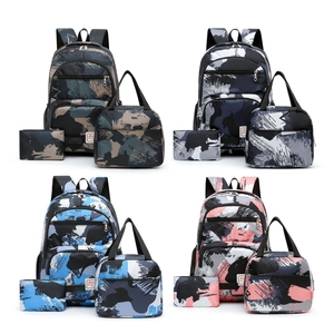 Camouflage Backpack With Lunch Bag And Pencil Case Waterproof Nylon School Bags For Students Casual Travel