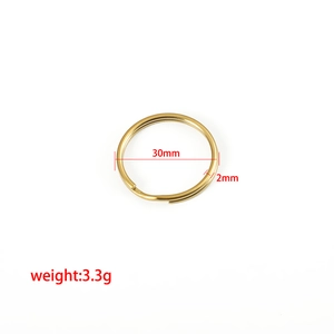 30mm golden stainless steel flat split key ring with 2mm thickness for DIY accessories