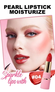 Pearl moisturizing lipstick #04 sparkling shimmer lip gloss long lasting glossy makeup.
