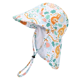 Cappello da sole per neonati con stampa di animali, protezione per il collo e rete traspirante