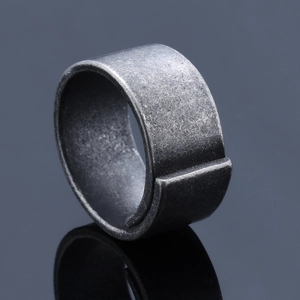 Unisex retro wide band ring with a distressed silver finish and matte metal texture