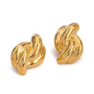 Boucles D'oreilles Noeud Plaqué Or 18K Acier Inoxydable Imperméable Hypoallergénique Torsadé Bijoux Géométriques Femme
