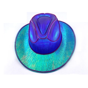 Macro shot of iridescent laser surface with fine mesh texture on western cowboy hat