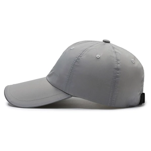 Breathable quick-dry grey baseball cap with extended brim for outdoor sun protection