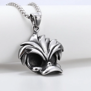 Gothic Skull Duck Pendant Necklace Polished Stainless Steel Vintage Biker Jewelry For Men Punk Style Dark Cartoon Animal Head