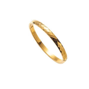 Bracciale rigido in acciaio inossidabile placcato oro 18k con motivo a rombi