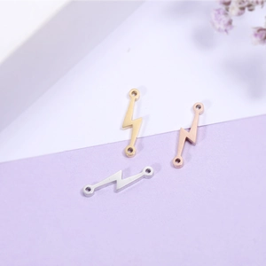 Lightning bolt connectors for jewelry in gold, rose gold, and silver finishes