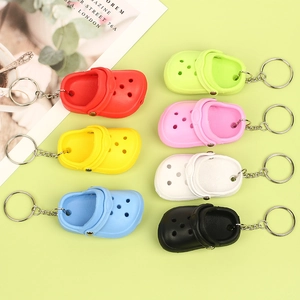 Mini Clog Shoe Keychain Simulation Hole Shoes Pendant Creative EVA Plastic Bag Ornament For Kids Adults Colorful