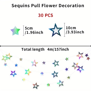 Laser star garland decor with hollow stars in various sizes for birthday party setups