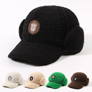 Detailed close-up of textured fleece baseball caps available in five assorted neutral colors