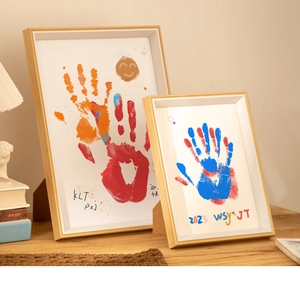 Σετ ξύλινης κορνίζας για αποτύπωμα χεριού DIY για ζευγάρια με 8 χρώματα και τέχνη