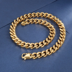 Collier Bracelet À Mailles Cubaines En Acier Inoxydable Bijoux Hip Hop Mode Chaîne Gourmette Pour Hommes Femmes