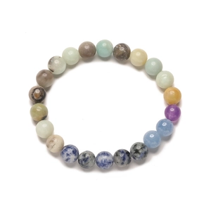 Solar system bracelet with eight planets in natural stones for men and women